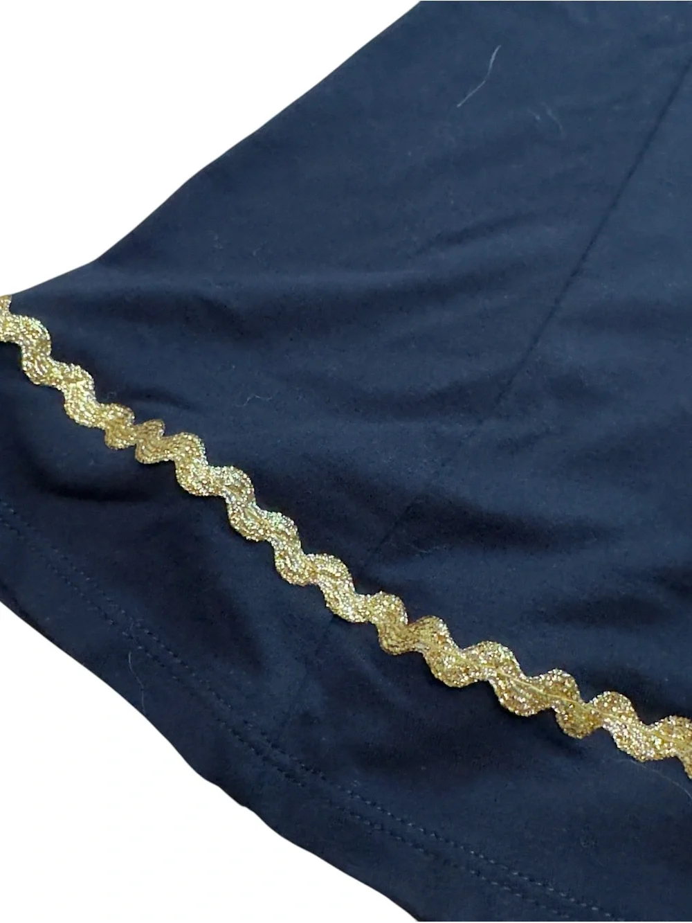 J Jill Black Gold Ric Rac Trim Pull On Midi Soft Swing Skirt Womens Medium EUC